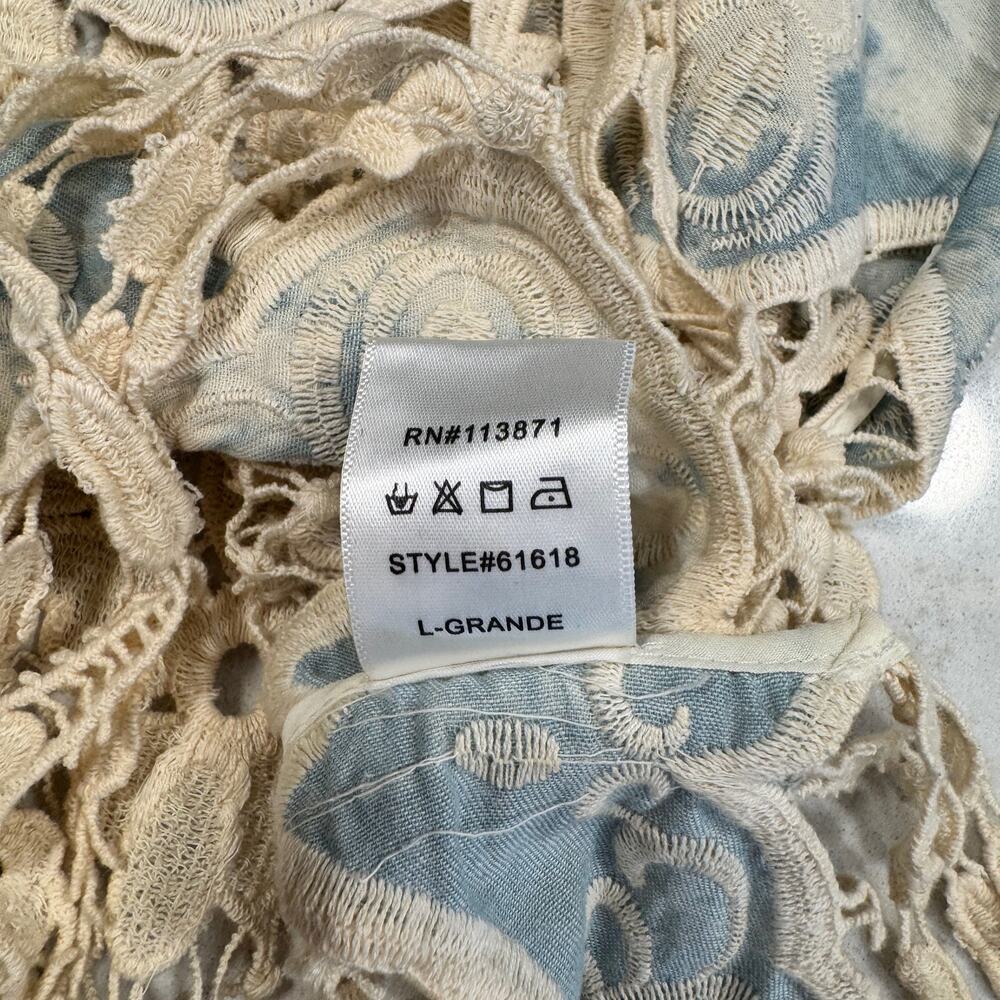 Boho Fringe Lace Tank Women's Large Festival Coachella Concert Country Cottage - Picture 12 of 14